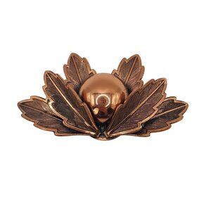 VTG Copper Bell Brooch Floral Folded Leaf Lilly Pad Retro Chic Costume Jewelry